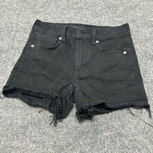 American Eagle Shorts Womens Size 2 Black Ne(x)t Level Stretch Raw Hem Denim